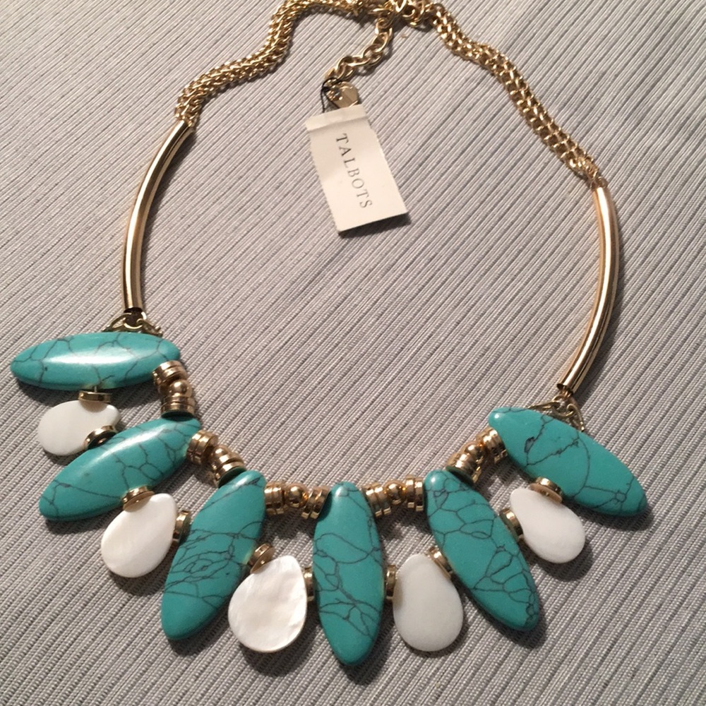 Blue white and gold necklace by Talbot